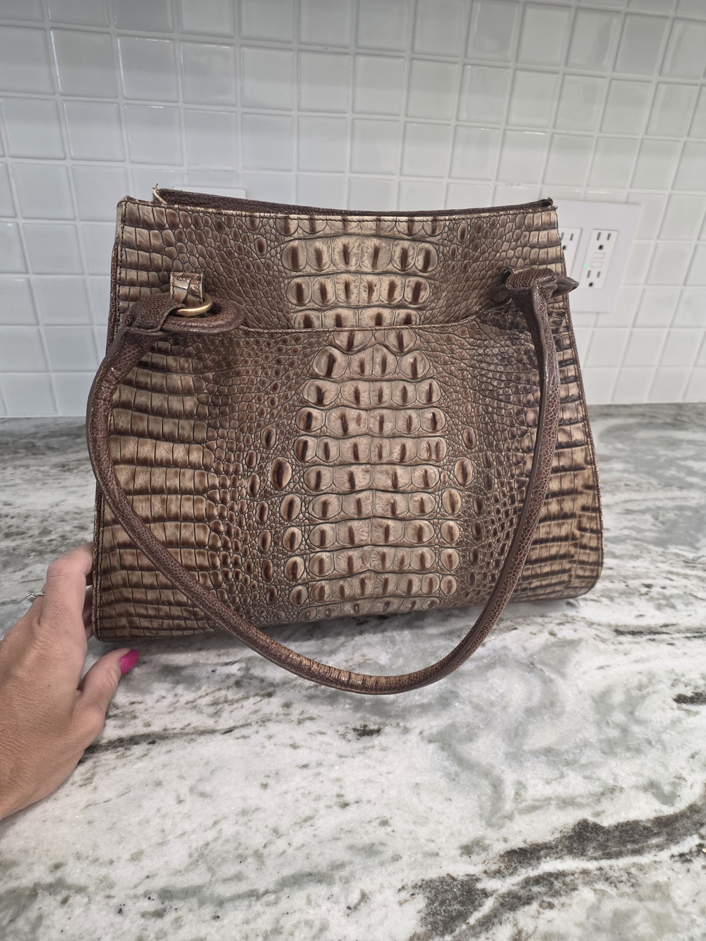 Brahmin brown Croc-Embossed Women’s Shoulder Bag vintage